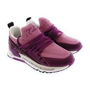 Versace Jeans Couture Women's Pink Knit Lace-Up Sneakers